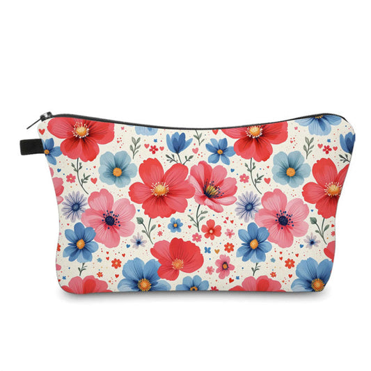 Pouch - Floral Red Blue