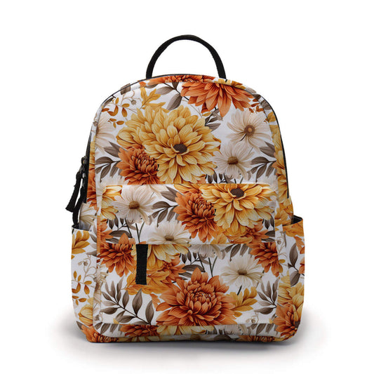 Mini Backpack - Floral Orange Cream Brown - Three Bears Boutique