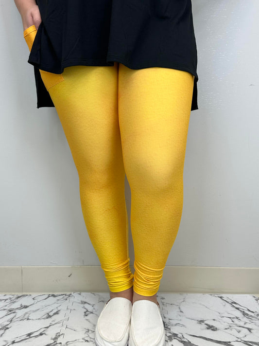 Sunshine Yellow Leggings/Capri w/ Pockets - Three Bears Boutique