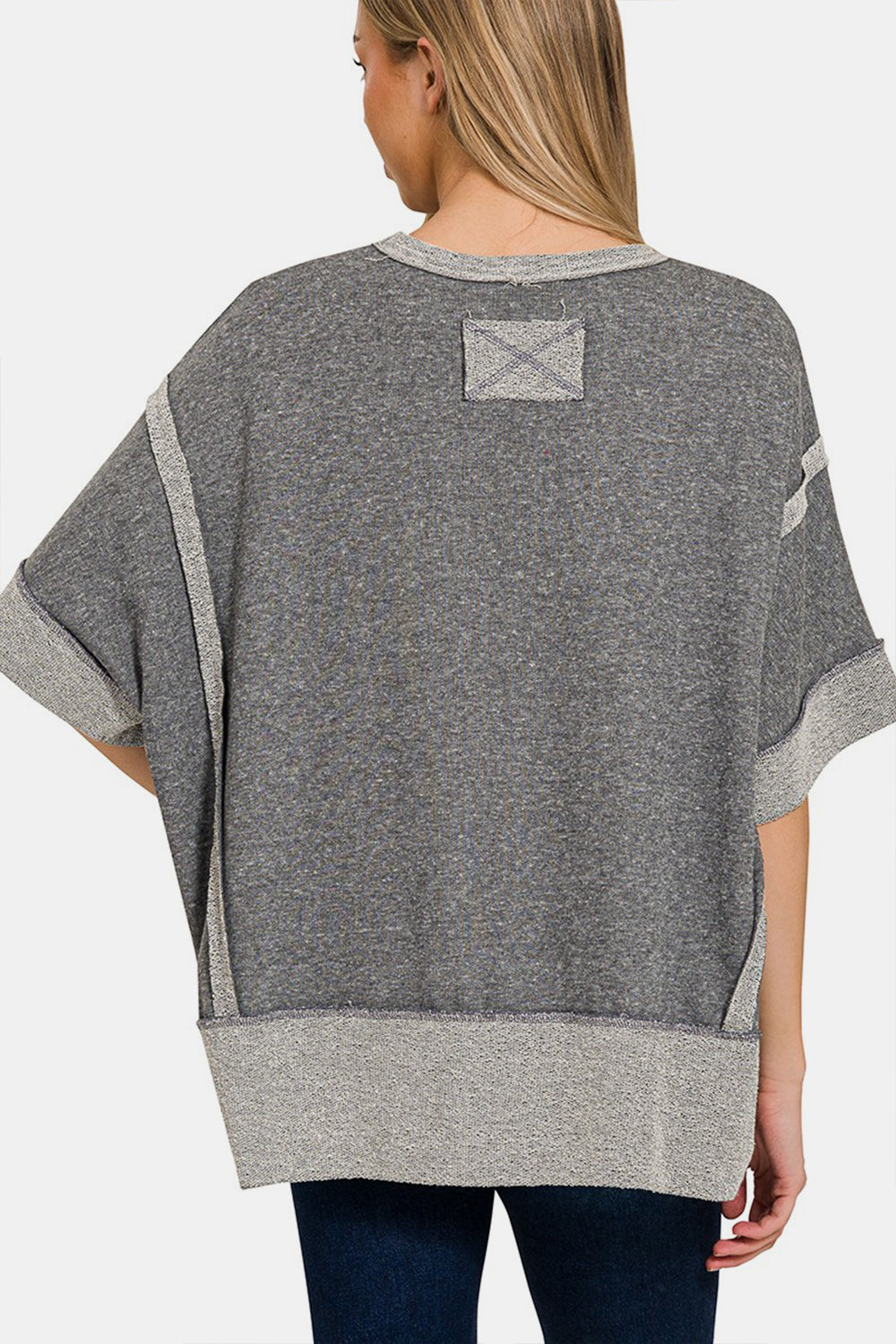 Zenana Contrast Trim Drop Shoulder T-Shirt - Three Bears Boutique
