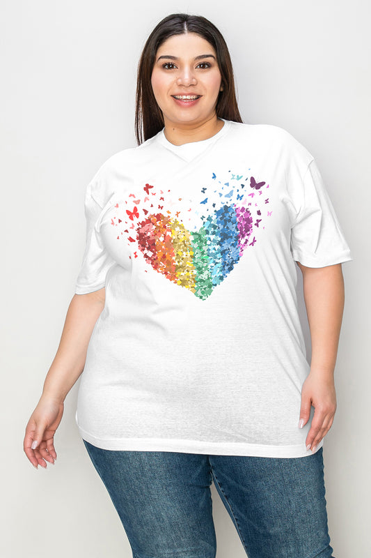 Simply Love Full Size Rainbow Heart Graphic T-Shirt - Three Bears Boutique