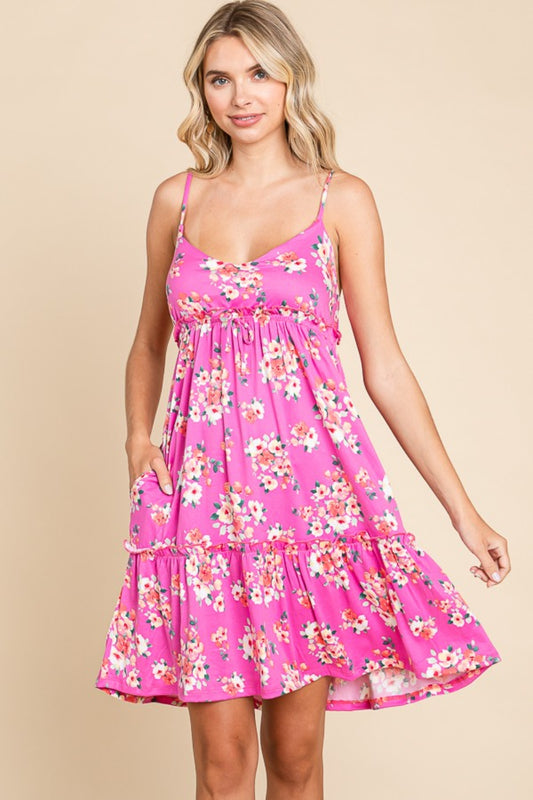 Culture Code Full Size Floral Ruffled Cami Dress - Three Bears Boutique
