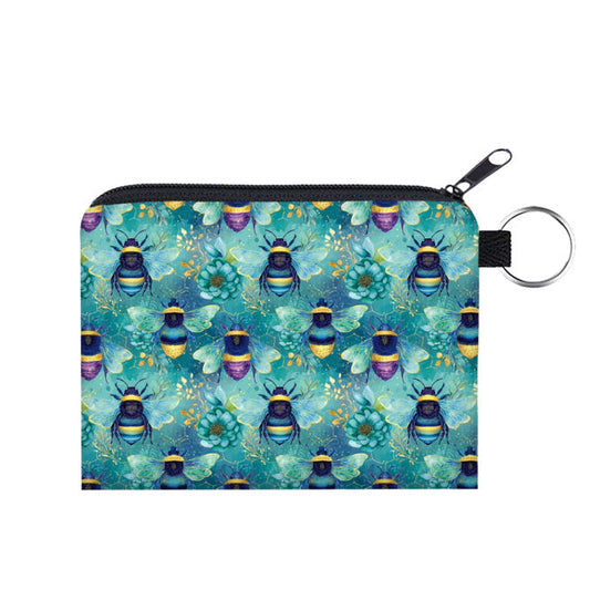 Mini Pouch - Teal Floral Bee
