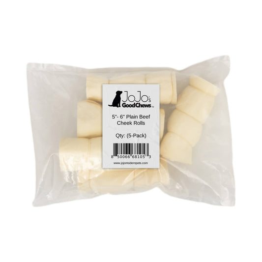 All-Natural Plain Beef Cheek Rolls Dog Chews (5/Bag)