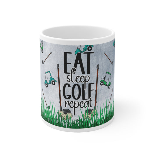 Eat Sleep Golf Ceramic Mug 11oz - Three Bears Boutique