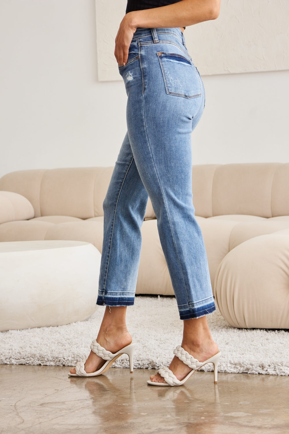 Judy Blue Full Size Release Hem Cropped Bootcut Jeans - Three Bears Boutique