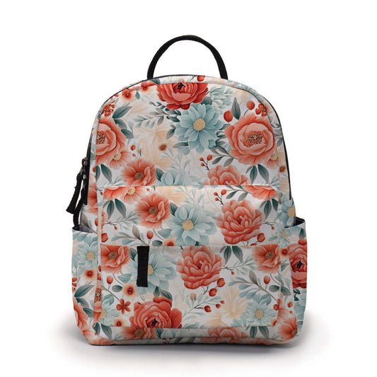 Mini Backpack - Floral, Light Blue Coral - Three Bears Boutique