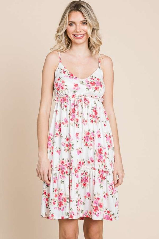 Culture Code Full Size Floral Frill Cami Dress - Three Bears Boutique