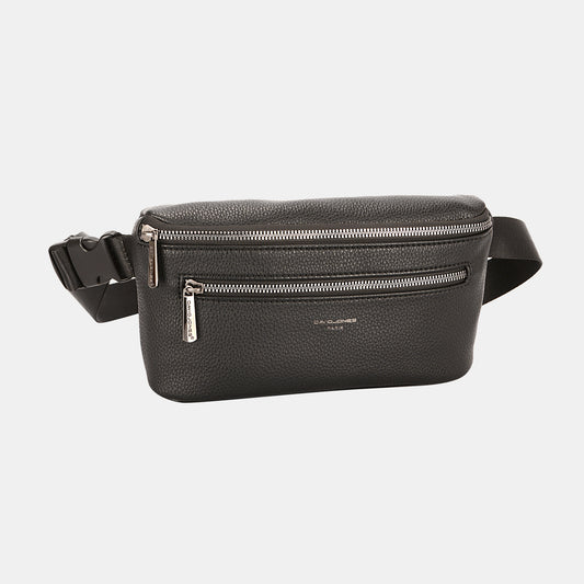 David Jones PU Leather Double Zipper Adjustable Belt Bag - Three Bears Boutique