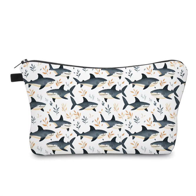 Pouch - Blue Shark on White