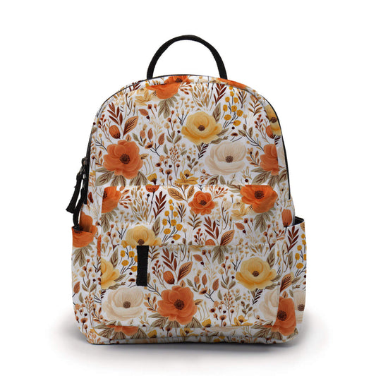 Mini Backpack - Floral Orange Cream Yellow - Three Bears Boutique