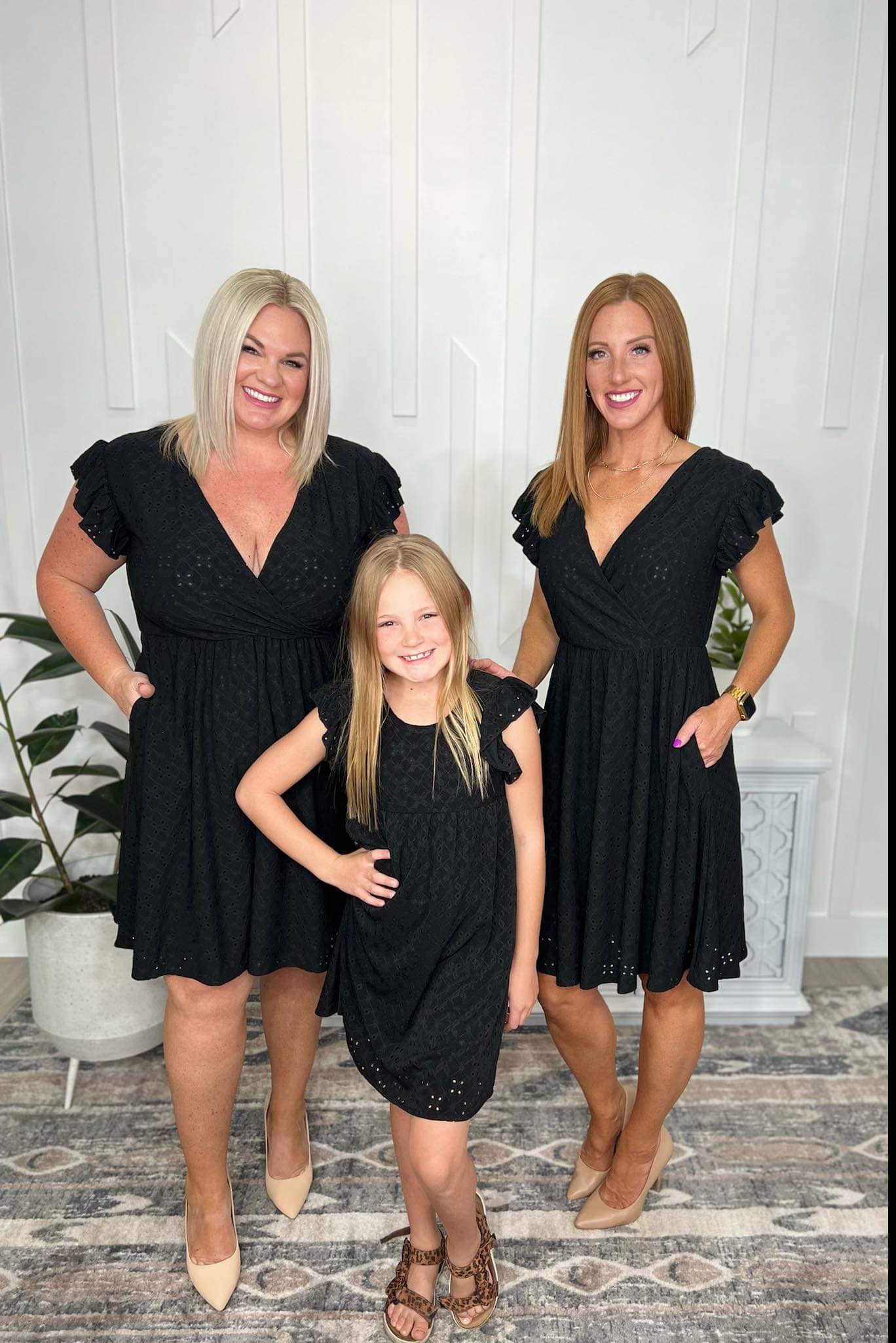 Rebecca Ruffle Sleeve Eyelet Dress-#2-Black - Three Bears Boutique