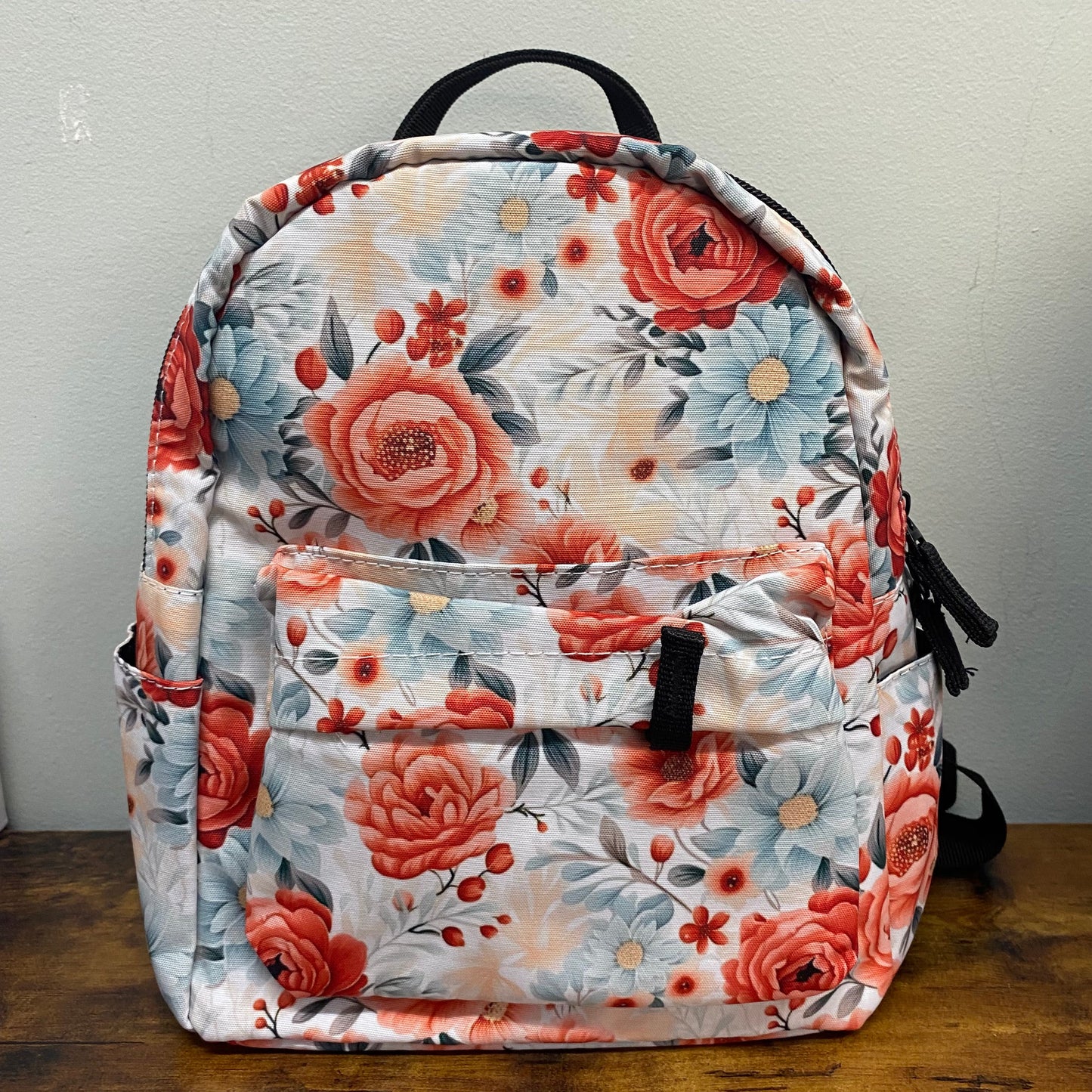Mini Backpack - Floral, Light Blue Coral - Three Bears Boutique