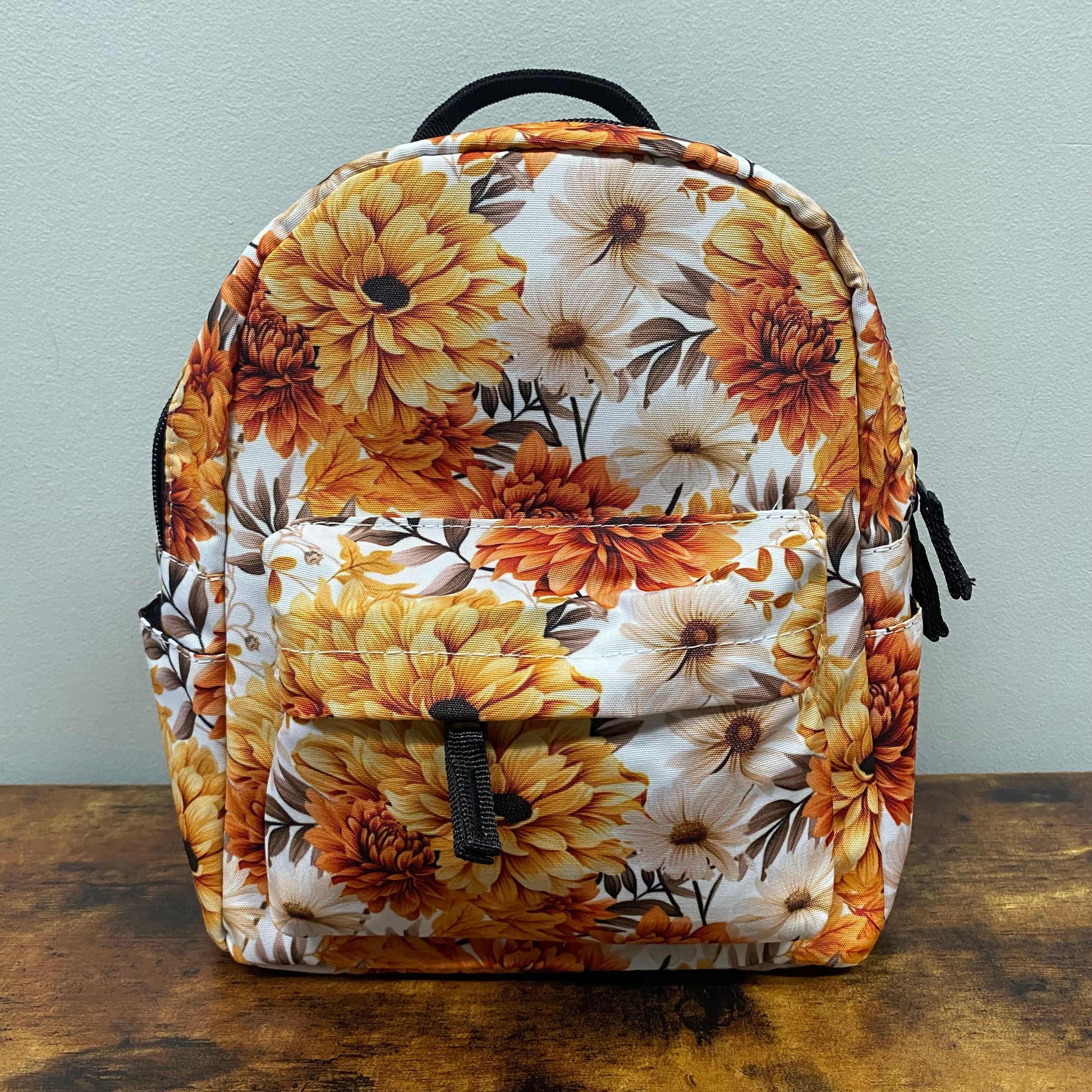 Mini Backpack - Floral Orange Cream Brown - Three Bears Boutique