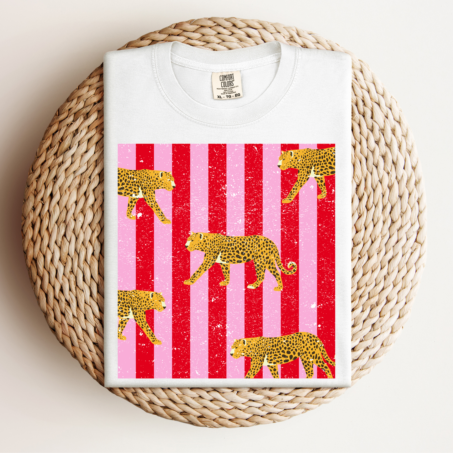 Pink/Red Cheetah Stripe Tee.