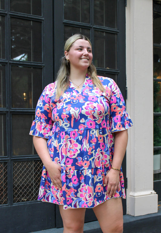 Plus Size Blue Floral Dress May.