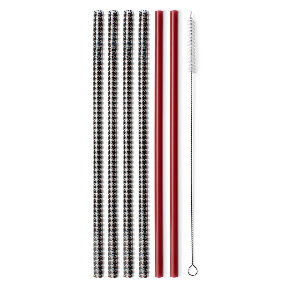 Houndstooth Straw Set