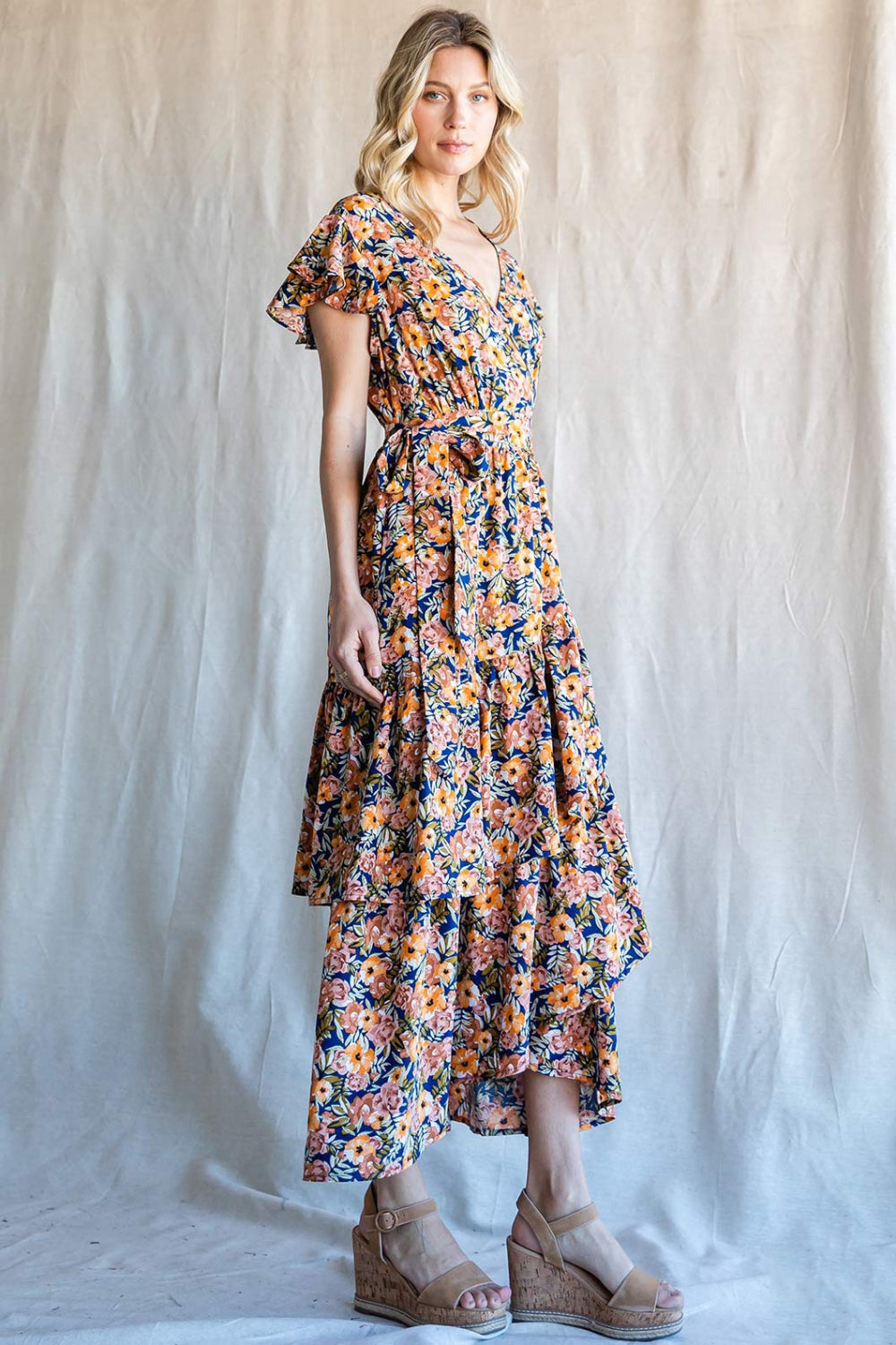 Cotton Bleu by Nu Label Floral Ruffled Midi Dress - Three Bears Boutique