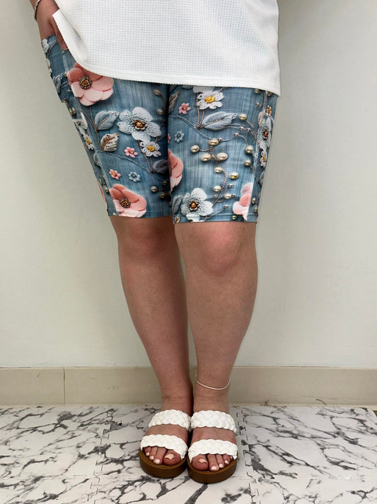 Pink Floral Bermuda Shorts w/ Pockets - Three Bears Boutique