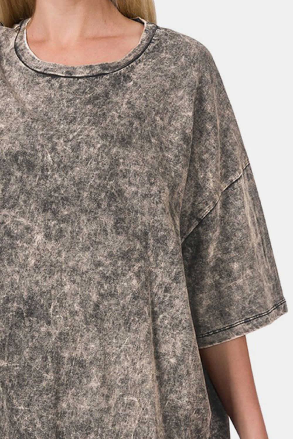 Zenana Washed Round Neck Drop Shoulder Oversized T-Shirt - Three Bears Boutique