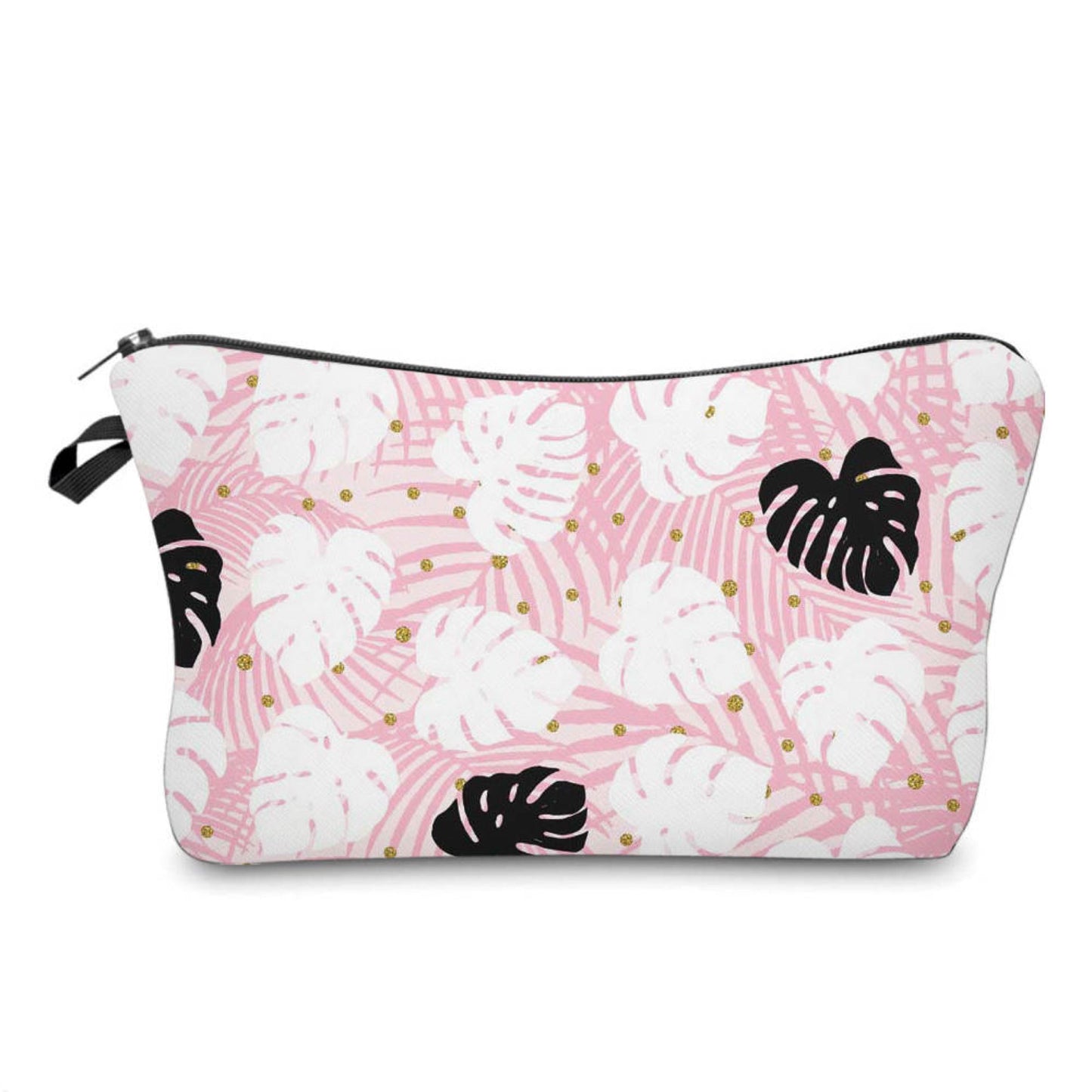 Pouch - Palm, Pink Black Leaf Monstera