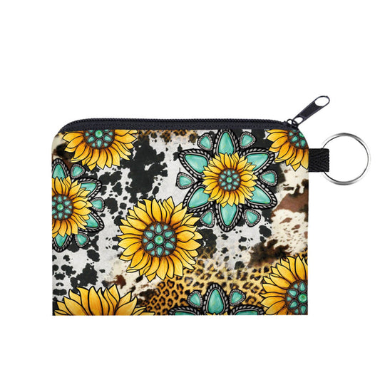 Mini Pouch - Turquoise Sunflower - Three Bears Boutique