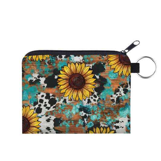 Mini Pouch - Sunflower Cow Wood - Three Bears Boutique