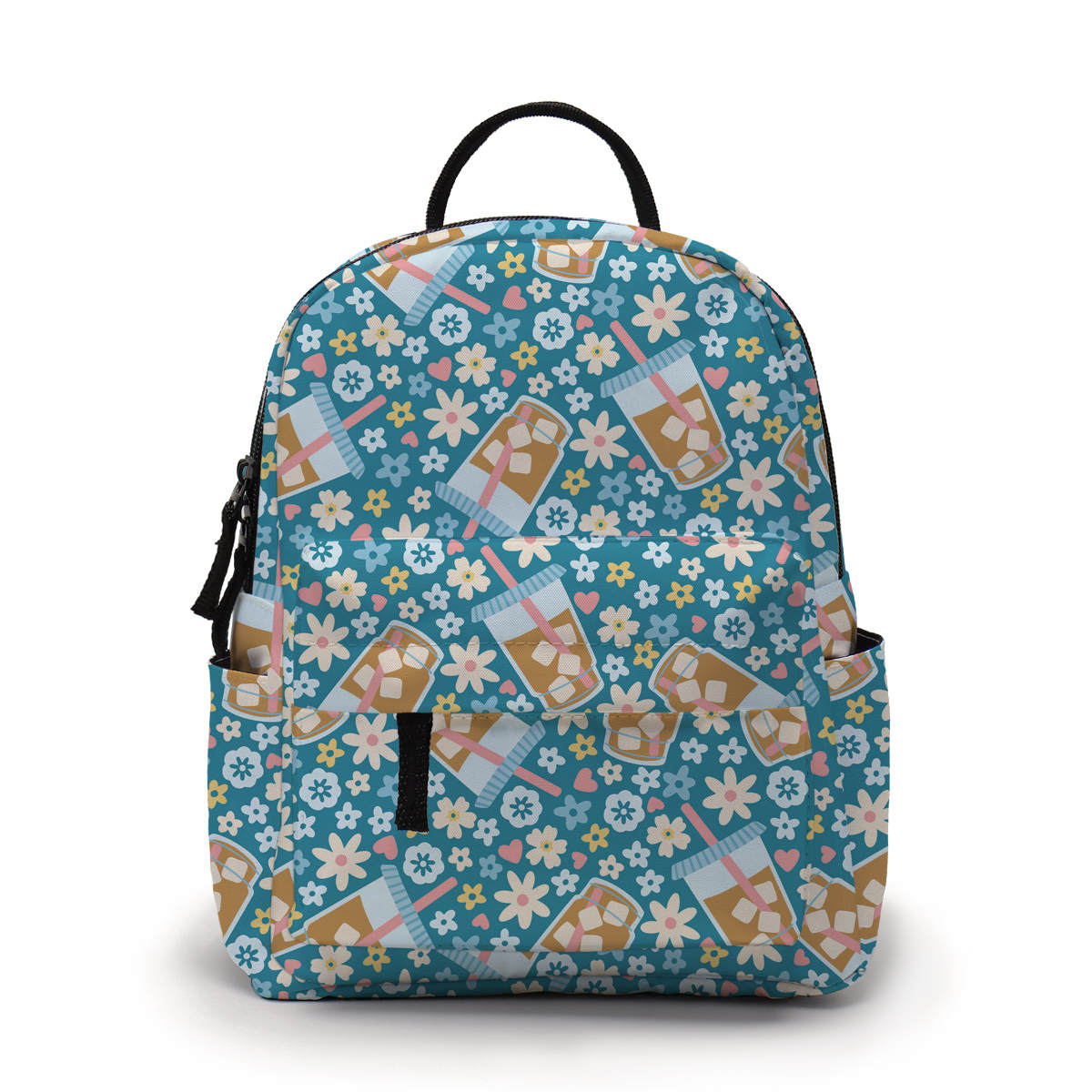 Mini Backpack - Coffee Blue Floral - Three Bears Boutique