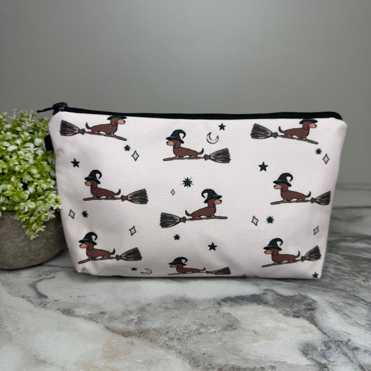 Pouch - Halloween - Dog Dachshund Broom