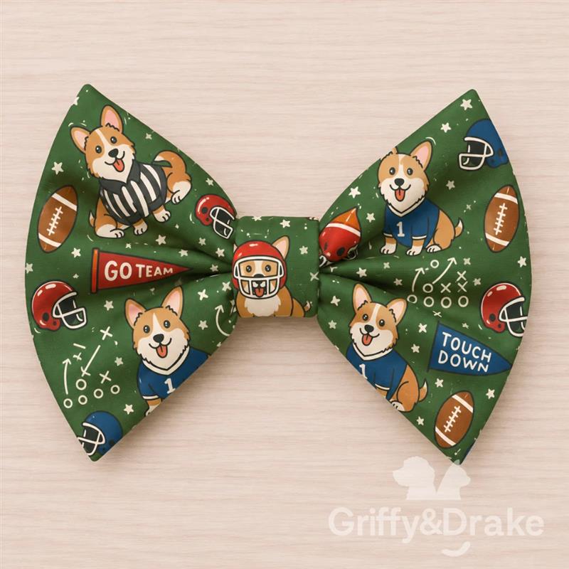 End Zone Green Pet Bow Tie