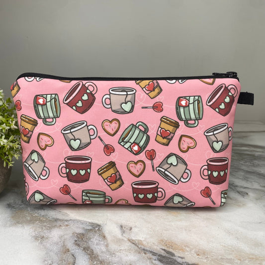 Pouch - Tea Mugs on Pink