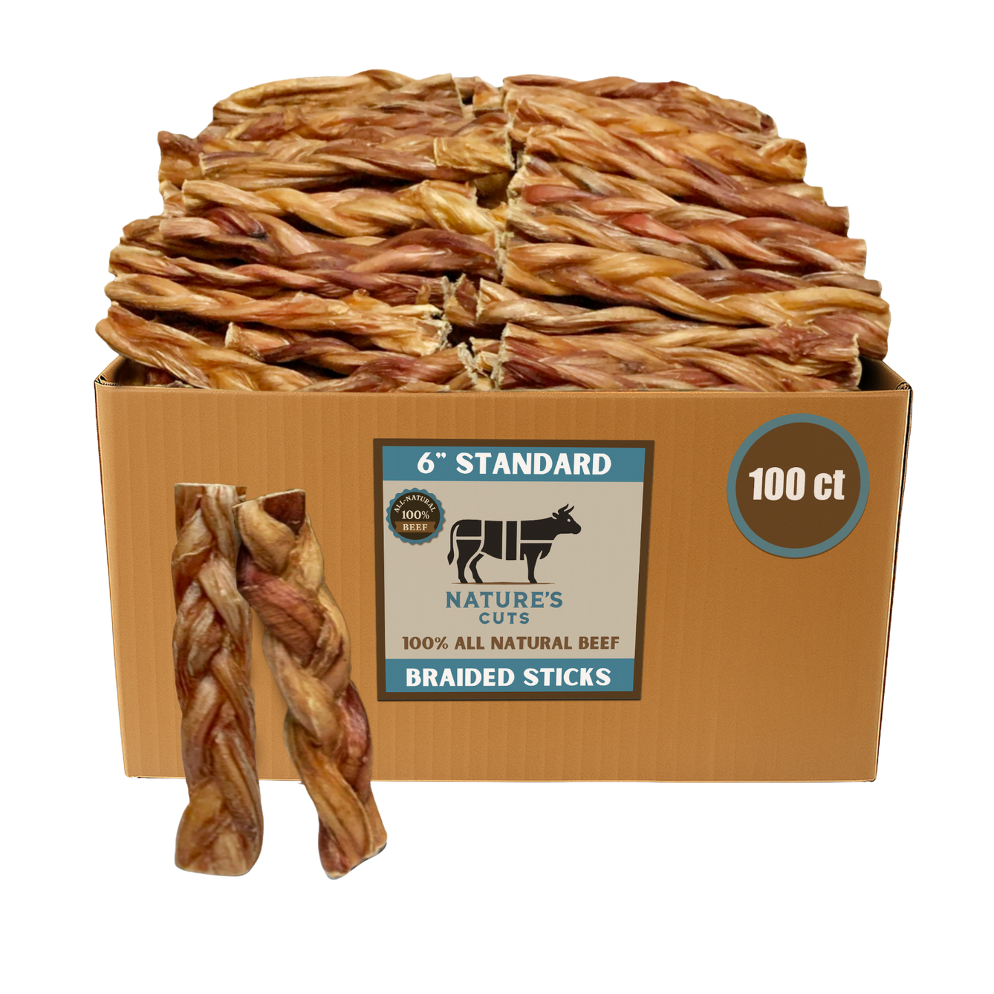 6" Standard Braided Bully Sticks $1.84/ stick (Case Price)