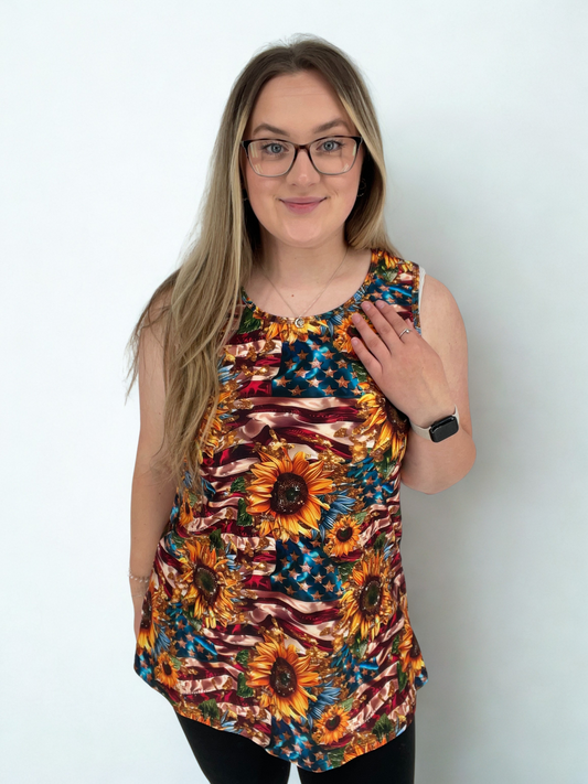 USA Sunflower Tank Top