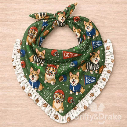 End Zone Ruffled Green Pet Bandana