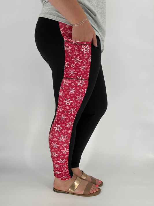 Red Snowflake SIDE Design w/ Pockets