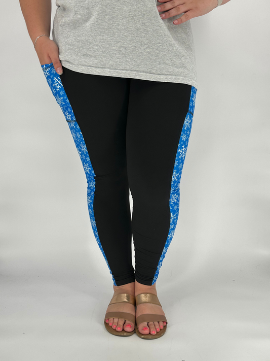 Blue Snowflake SIDE Design w/ Pockets