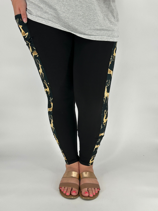 Golden Reindeer SIDE Design w/ Pockets