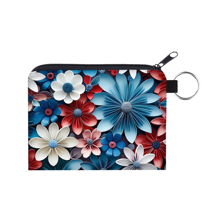 Mini Pouch - Floral Red Blue