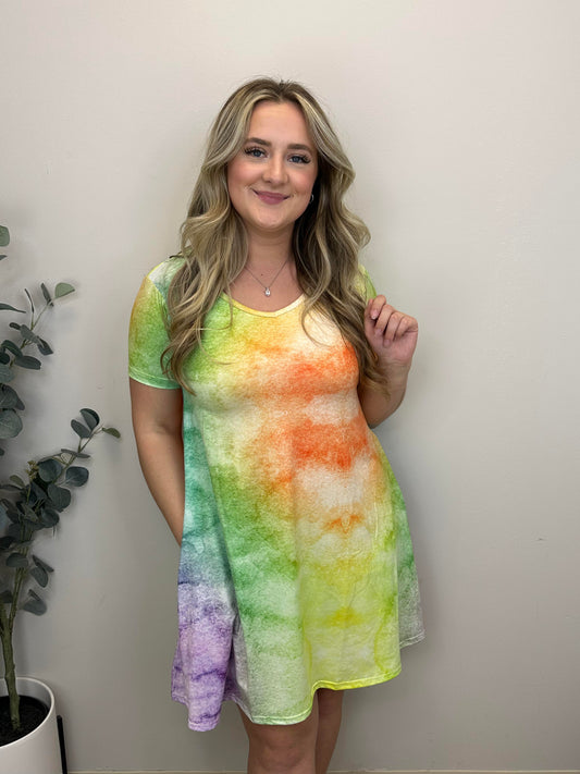 Pastel Rainbow Dress w/ Pockets - Three Bears Boutique
