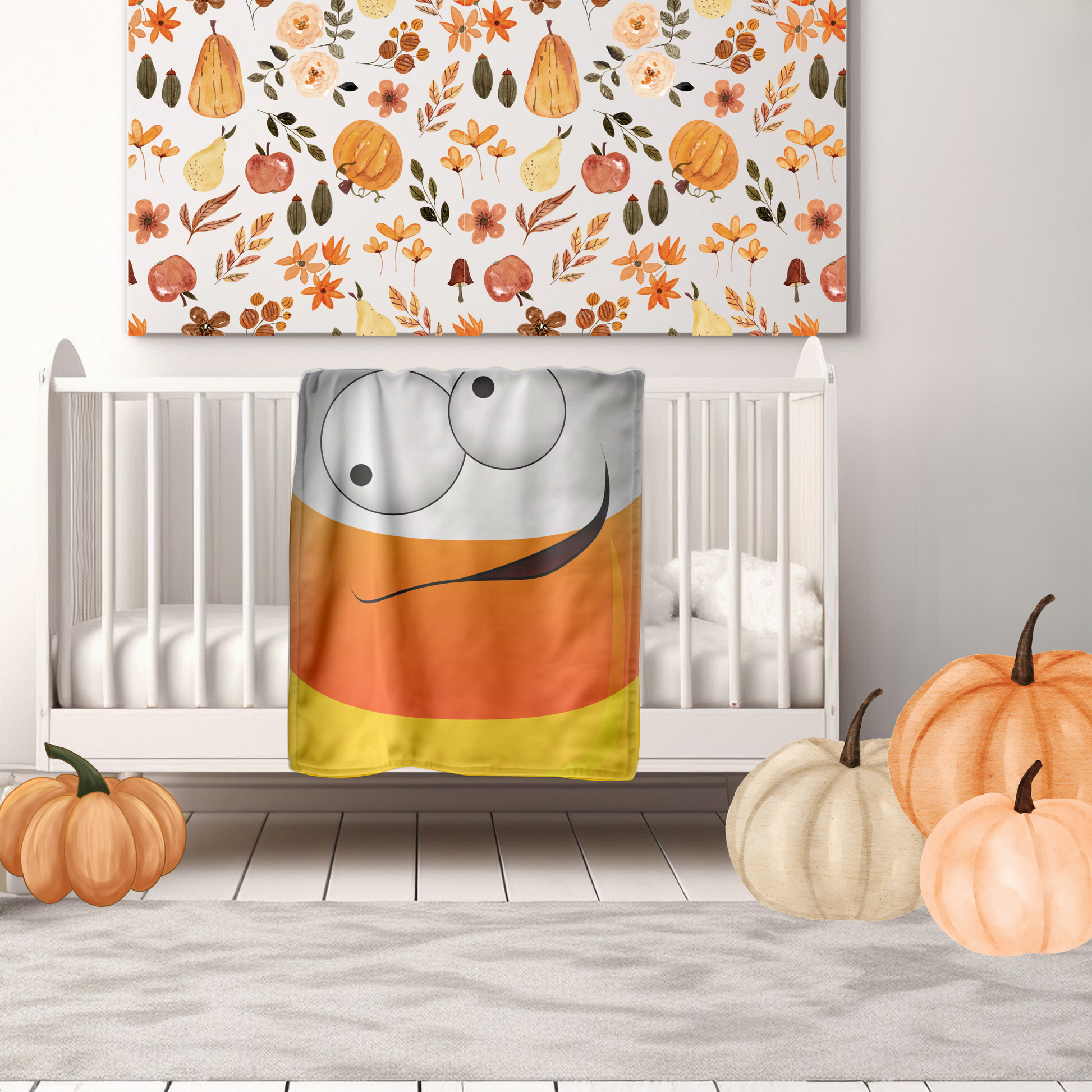 Blanket - Halloween Silly Faces - Candy Corn - Three Bears Boutique