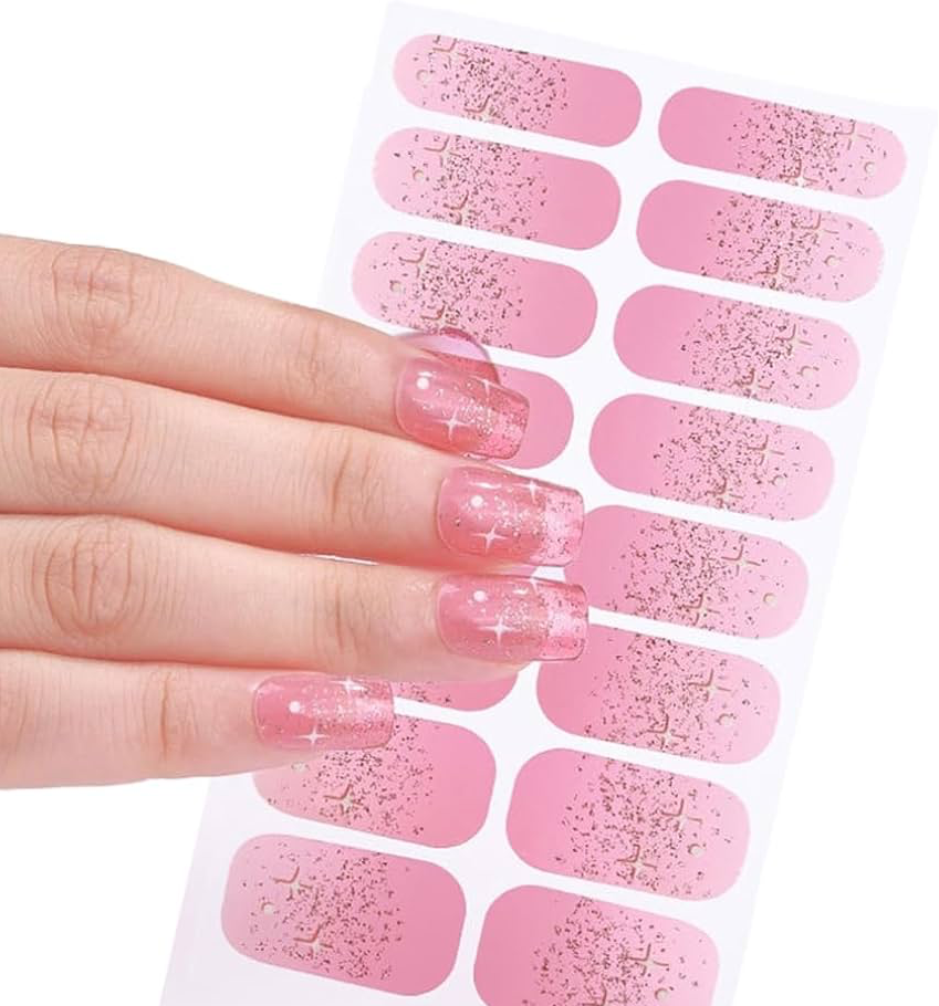 Cotton Candy Stars Gel Nails