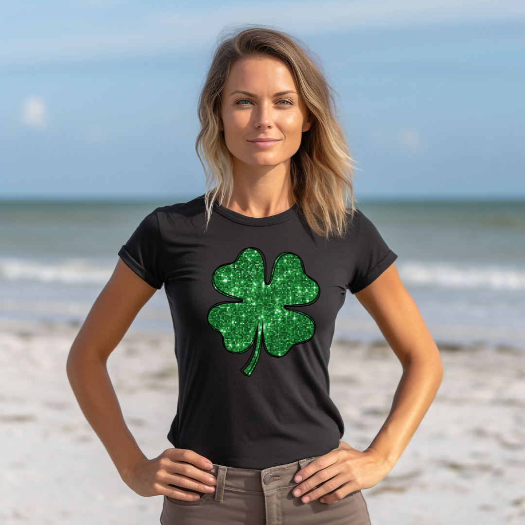 Faux Sequin Shamrock Graphic Tee - Three Bears Boutique