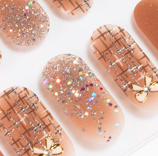 Bows in Tan Gel Nails