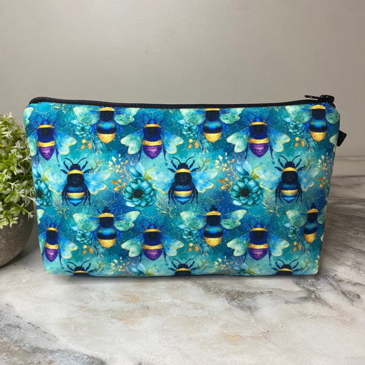 Pouch - Teal Floral Bee