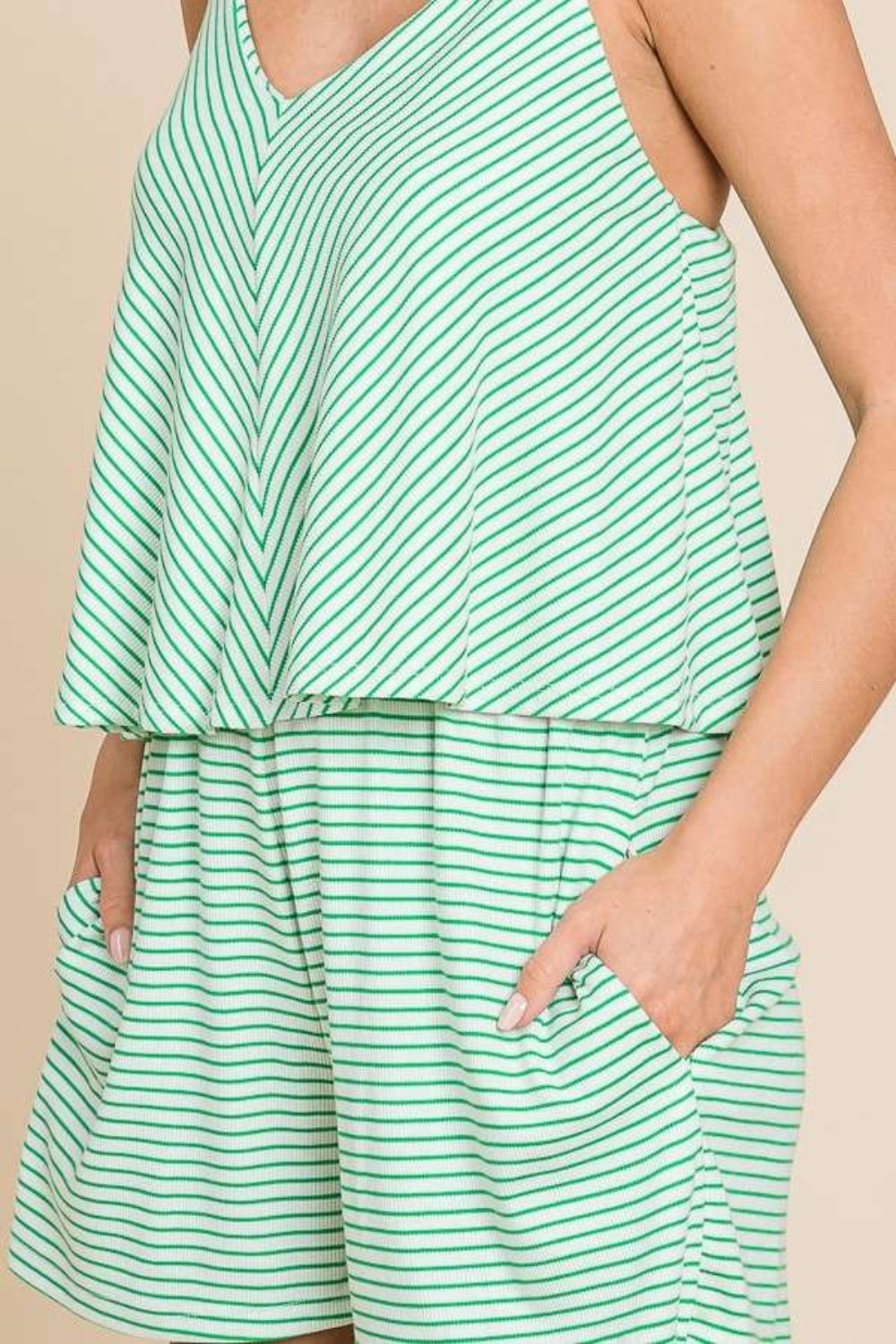 Culture Code Full Size Double Flare Striped Romper - Three Bears Boutique