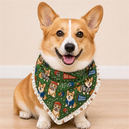 End Zone Ruffled Green Pet Bandana