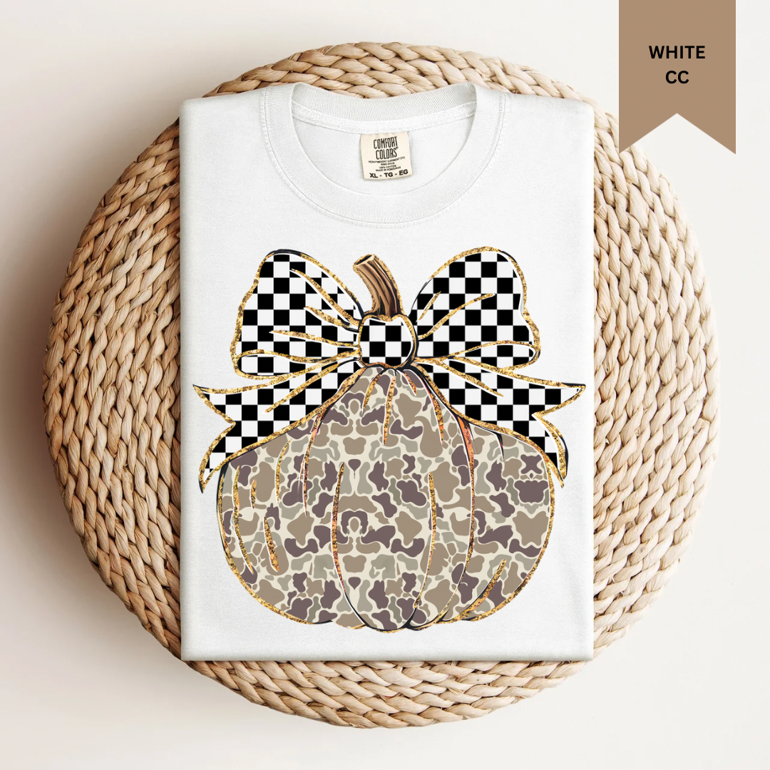 Checkered Camo Pumpkin Tee.