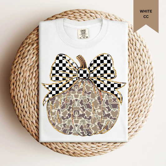 Checkered Camo Pumpkin Tee.