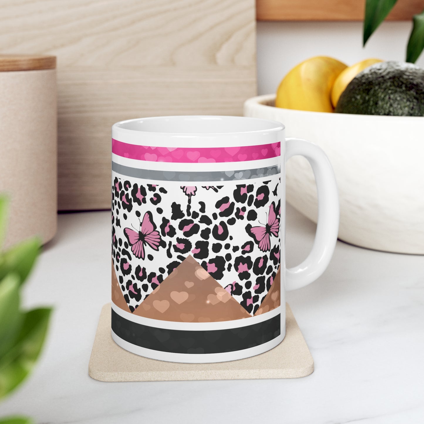 Pink Butterfly Ceramic Mug 11oz - Three Bears Boutique
