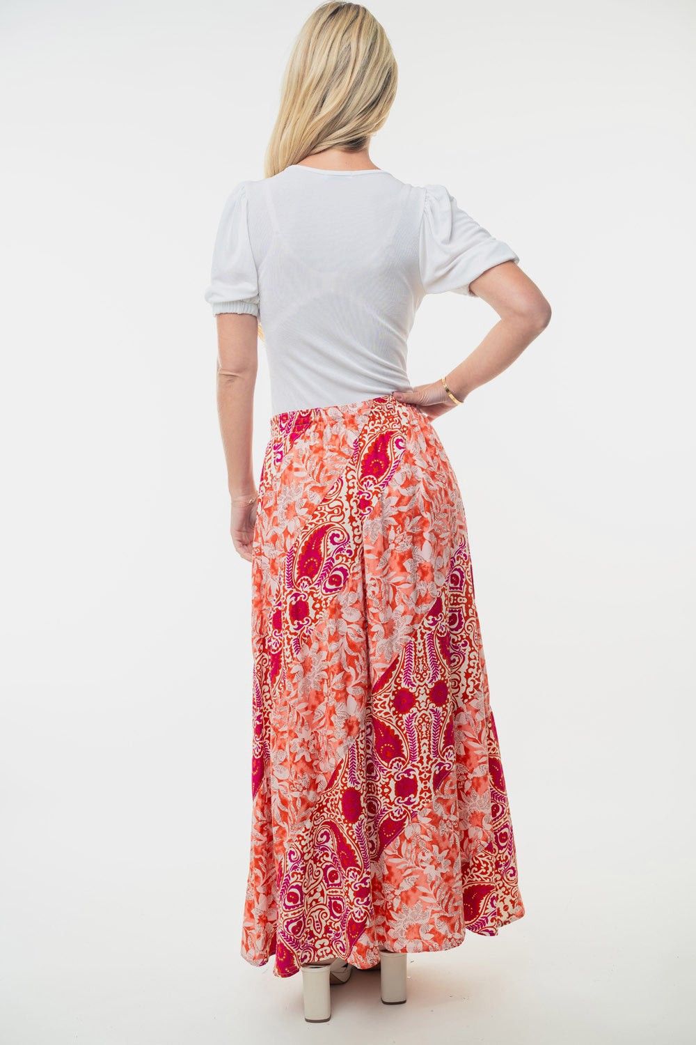 White Birch Full Size High Waisted Floral Woven Skirt - Three Bears Boutique